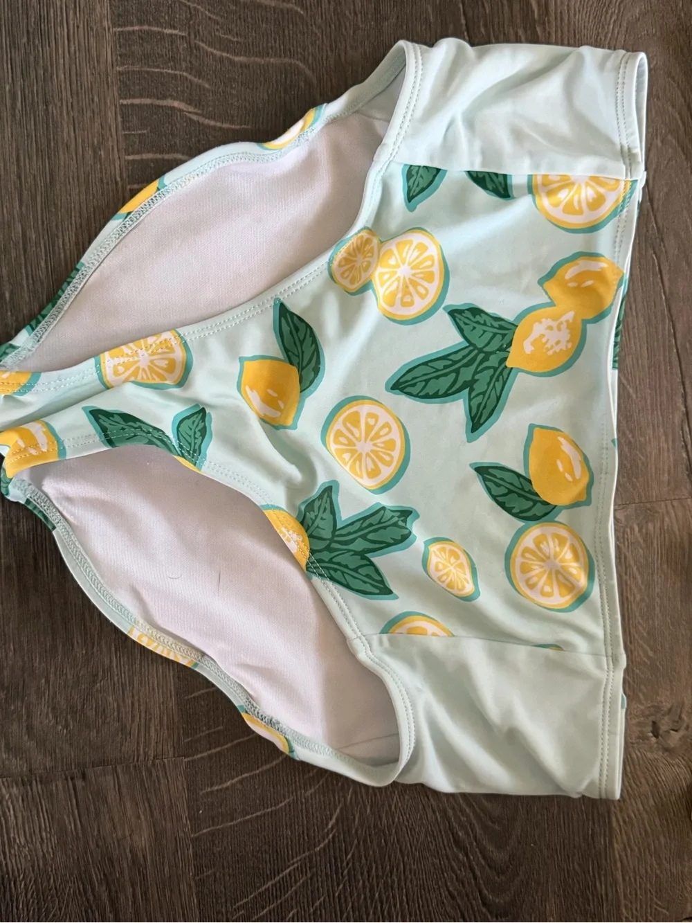 DSG Mint and Yellow Lemon-Print Girls' Swim Top